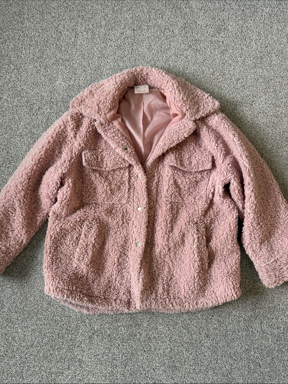 Girls' Pink Sherpa Teddy Jacket - Cozy Button-Front Coat